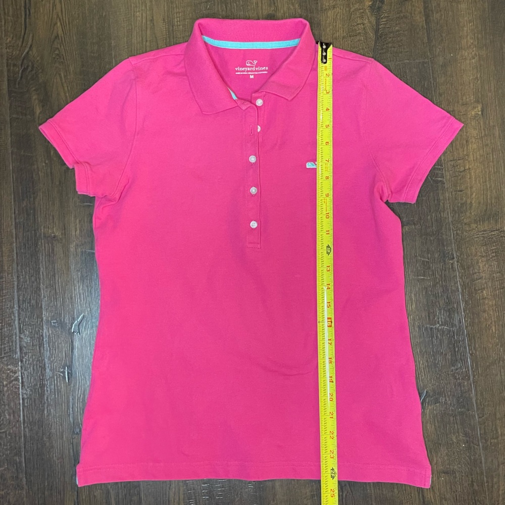VINEYARD VINES Hot Pink Polo Shirt Short Sleeve Whale Lovo Size Medium - Picture 7 of 8